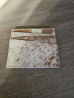 Cowhide Card Holder Wallet in Brown and White - NWOT